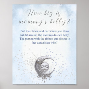 Moon Boy Baby Shower How Big Is Mummy's Belly Poster