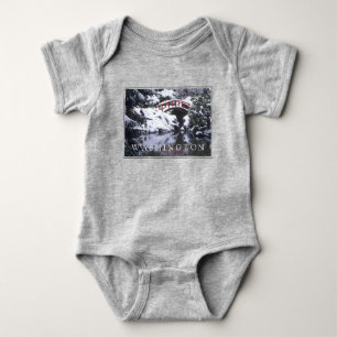 Moon Bridge & Pond in Winter Seattle, Washington Baby Bodysuit