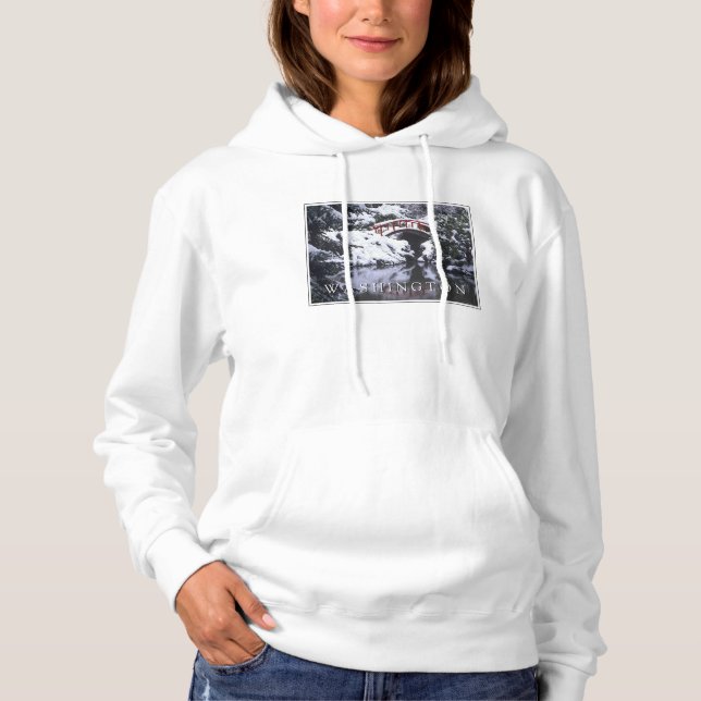 Moon Bridge & Pond in Winter | Seattle, Washington Hoodie (Front)