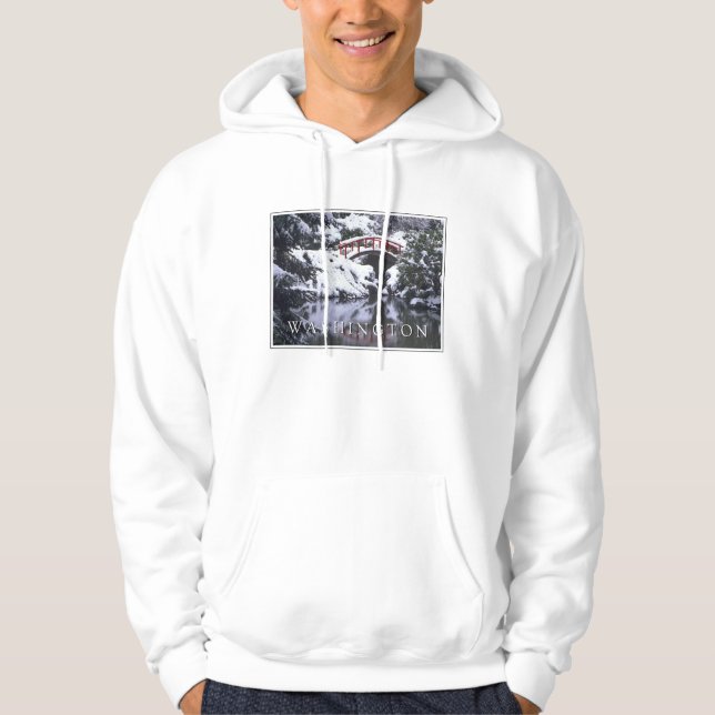 Moon Bridge & Pond in Winter | Seattle, Washington Hoodie (Front)