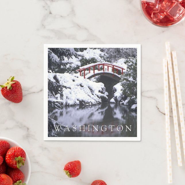 Moon Bridge & Pond in Winter | Seattle, Washington Napkin (Insitu)