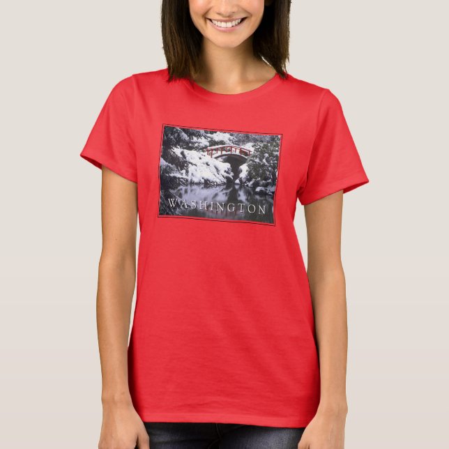 Moon Bridge & Pond in Winter | Seattle, Washington T-Shirt (Front)