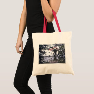 Moon Bridge & Pond in Winter   Seattle, Washington Tote Bag