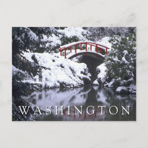 Moon Bridge & Pond in Winter Thank You Postcard