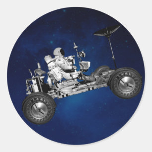 Moon Buggy Road Trip Space Travel Time Machine 70s Classic Round Sticker