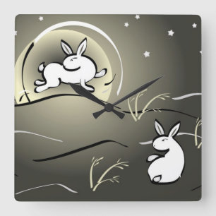 Moon Bunnies Wall Clock
