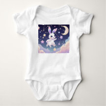 Moon Bunny Baby Bodysuit – Pastel Celestial Rabbit