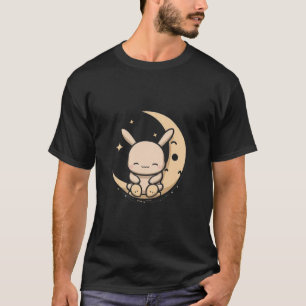 Moon Bunny Rabbit Sitting In Crescent Moon Easter  T-Shirt