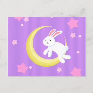 Moon Bunny Stars Postcard