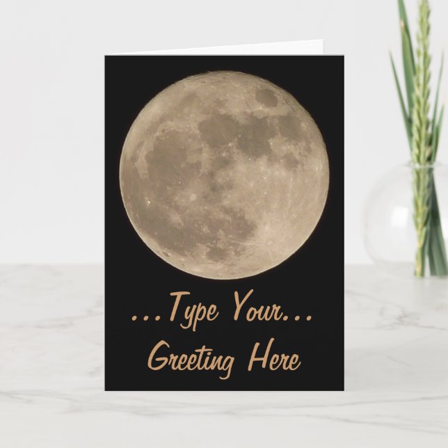 Moon Card Romantic Full Moon Blank Greeting Card (Front)