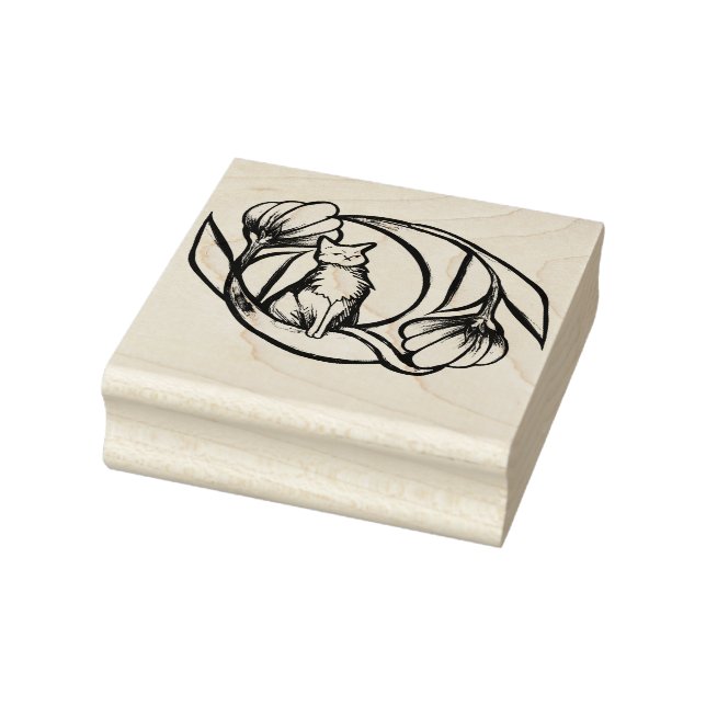 Moon Cat Flower Luna Cats Floral MoonCat           Rubber Stamp (Stamp)