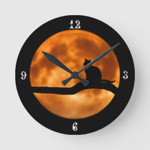 Moon cat modern clock design elegant 
