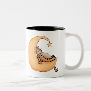 Moon Cat Nap Two-Tone Coffee Mug