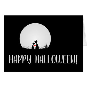 Moon, Cats in Love, Halloween Greeting Card