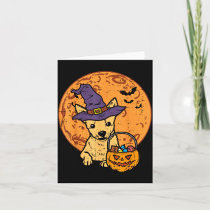 Moon Chihuahua Witch Jack O Lantern Halloween Card