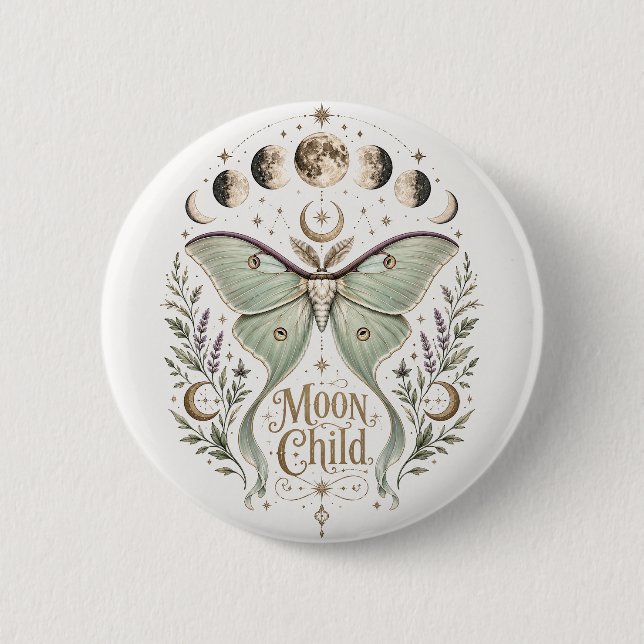 moon child 6 cm round badge (Front)