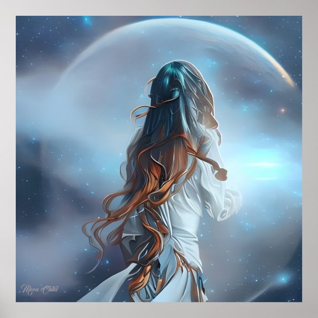 Moon Child AI Fantasy Digital Art Print Portrait (Front)