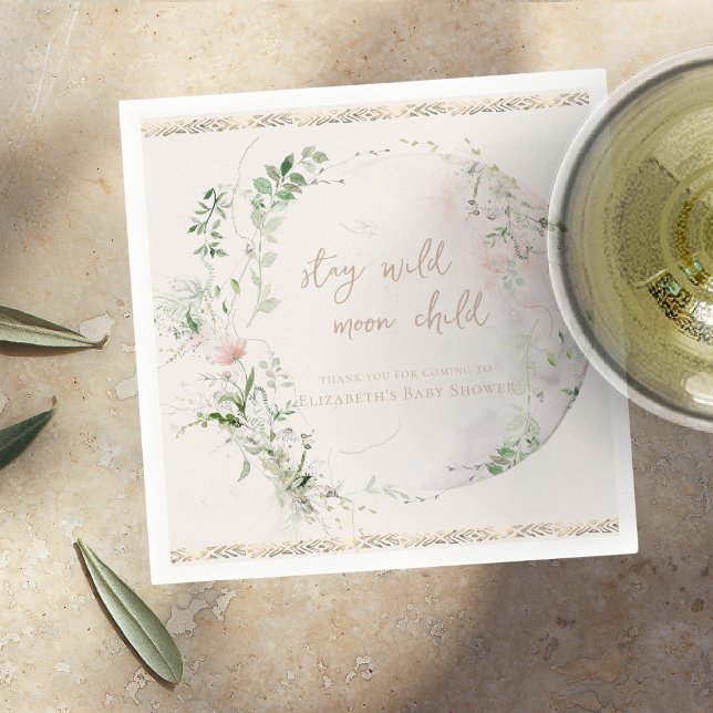 Moon Child | Boho Hippie Baby Shower Napkin (Creator Uploaded)