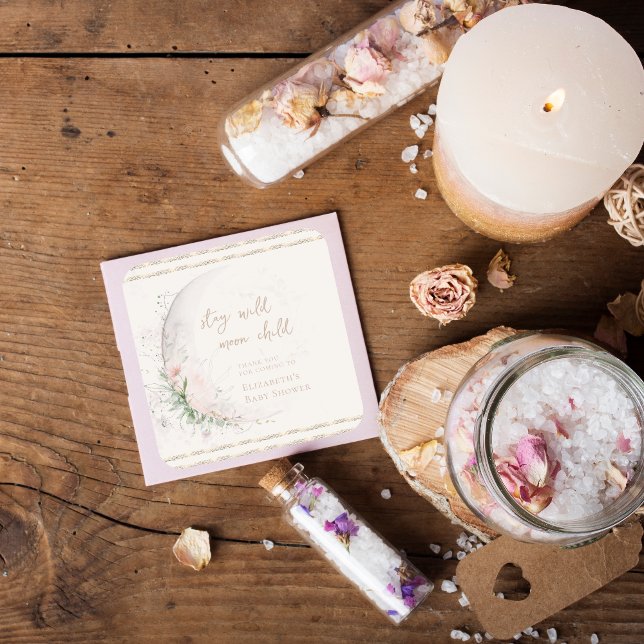 Moon Child | Boho Hippie Baby Shower Square Sticker (Creator Uploaded)