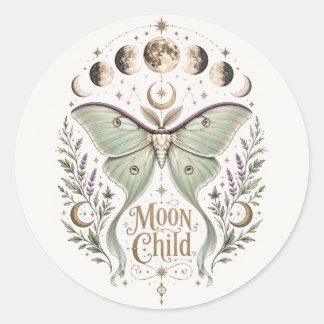 moon child classic round sticker
