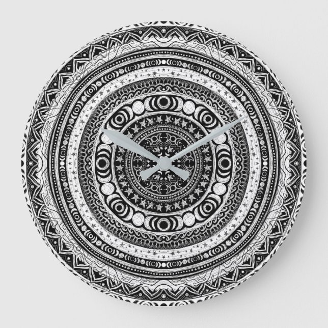 Moon Child Mandala Triple Moon Witch  Large Clock (Front)
