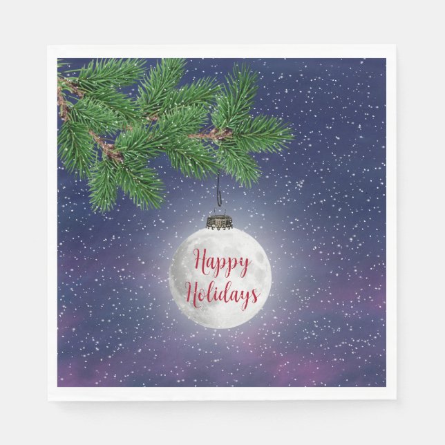 Moon Christmas Ornament On Pine Napkin (Front)