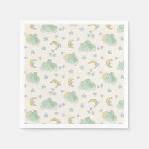 Moon Cloud Star Hand Drawn Watercolor Baby Shower