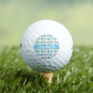 Moon Cloud Stars Faux Gold Glitter Personalise Golf Balls