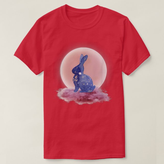 Moon Clouds and Bunny Astrology Pagan Divination M T-Shirt (Design Front)