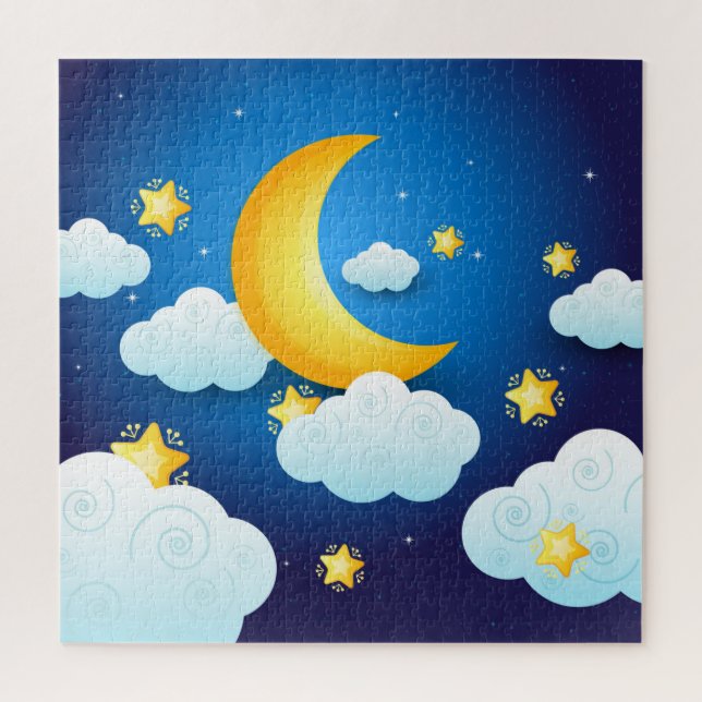 Moon, Clouds and Stars Jigsaw Puzzle (Vertical)