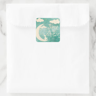 Moon Clouds Inspiring Dream Quote Square Sticker
