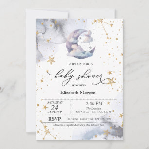 Moon Clouds Stars Baby Shower Invitation