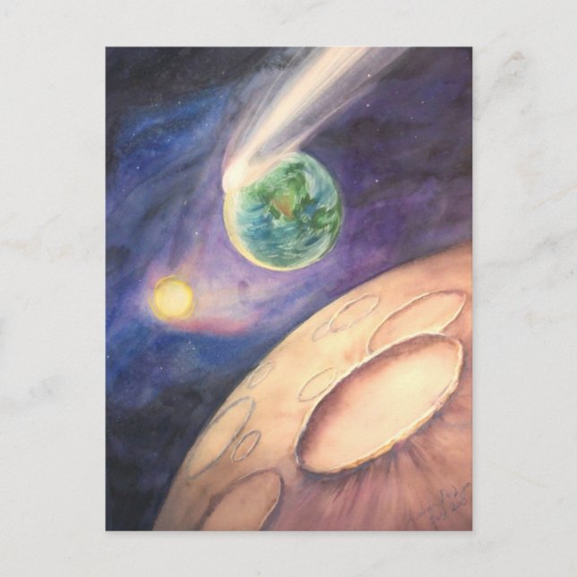 Moon, Comet, Earth, Sun Postcard (Front)