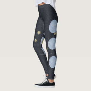 Moon Constellation Blue Yoga Pattern Legging