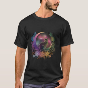 Moon Cottagecore Floral Cat Aesthetic Art Women Gi T-Shirt