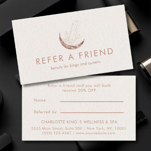 Moon Crystal Energy Healer Salon Beige Referral Card