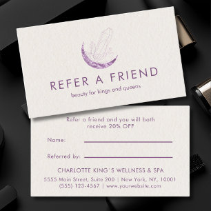 Moon Crystal Energy Healer Salon Beige Referral Card