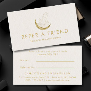 Moon Crystal Energy Healer Salon Beige Referral Card