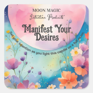Moon Crystal Spell Candle Labels