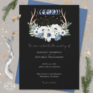 Moon Crystals Flowers Boho Metaphysical Wedding Invitation