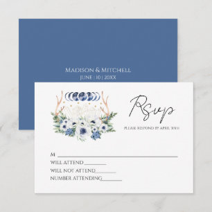 Moon Crystals Flowers Boho Metaphysical Wedding  RSVP Card