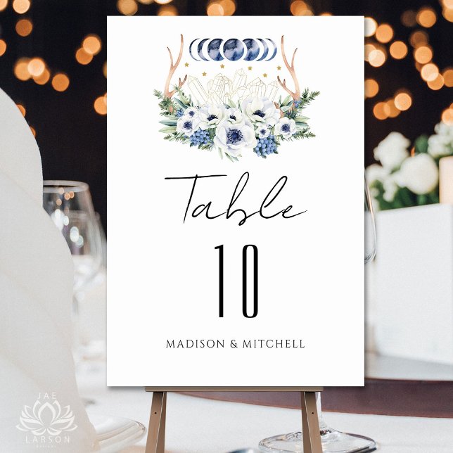 Moon Crystals Flowers Boho Metaphysical Wedding  Table Number (Creator Uploaded)