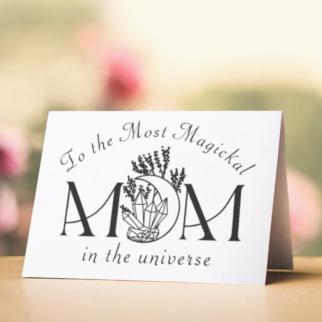 Moon & Crystals Magickal Witch Mum Mothers Day Holiday Card (Creator Uploaded)