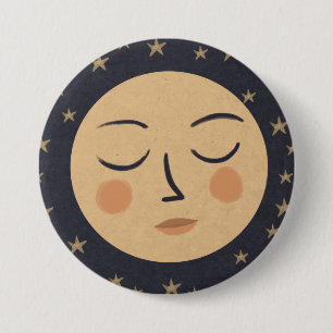 Moon cute face 7.5 cm round badge