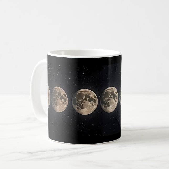 moon cycle in space coffee mug (Front Left)