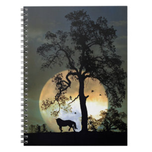 Moon Dance Horse and Full Moon Gifts Notebook