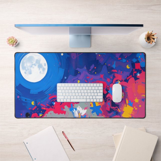 Moon Desk Mat – Aesthetic Lunar Phases, Full Moon, (Office 1)