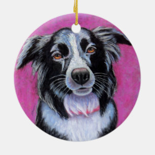 Moon Dog, Border Collie Ceramic Tree Decoration