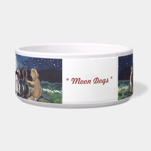 "Moon Dogs" Original Artwork Fun Dog Food Dish