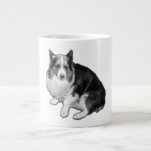 Moon-Dot Corgi Sips Large Coffee Mug